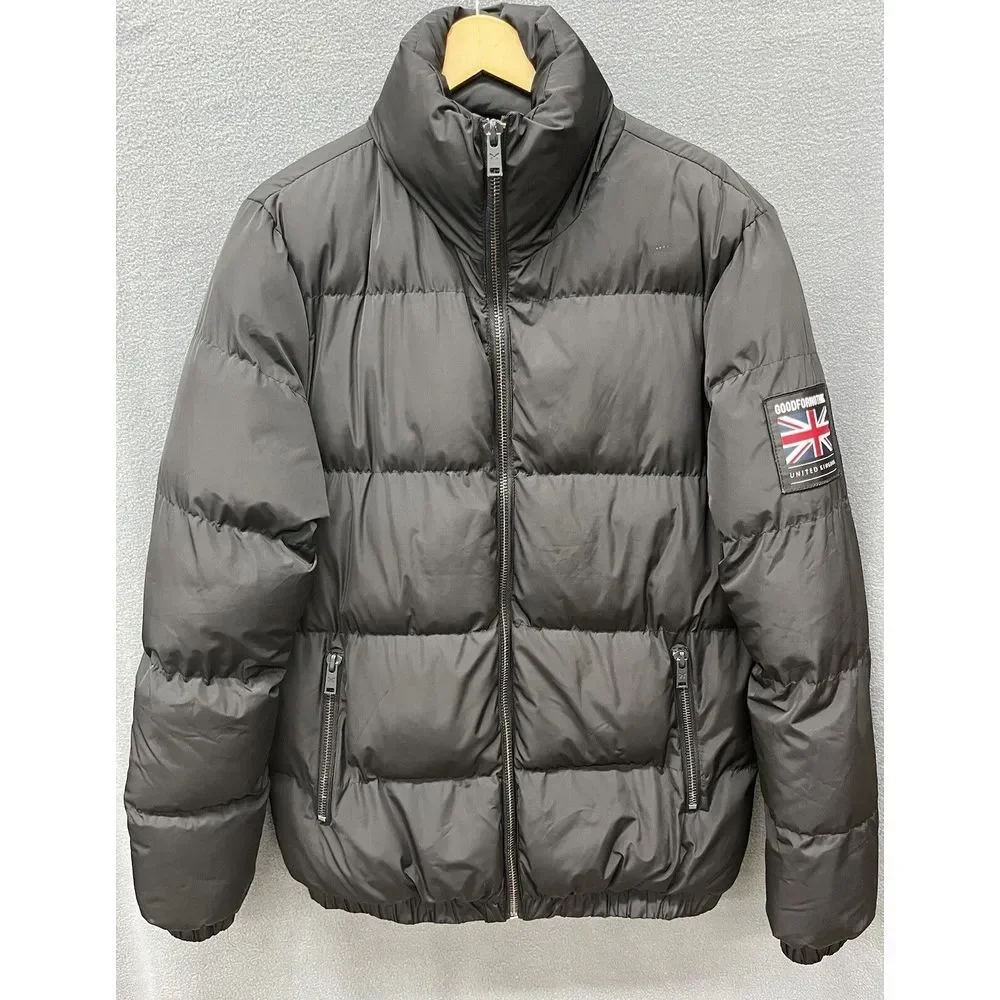 Good For Nothing Puffer Jacket Men 2XL Black United Kingdom Zip Pockets Outdoor‎